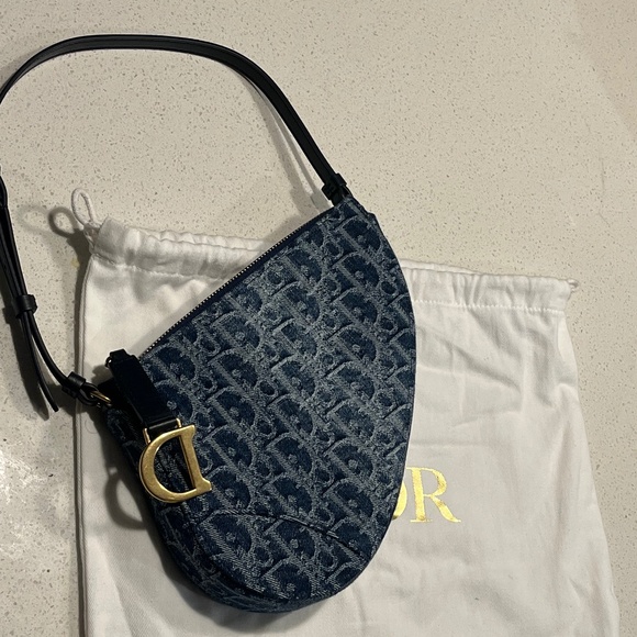 Dior Handbags - Denim Dior Oblique Pouch